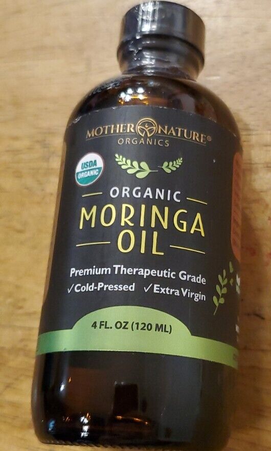 Moringa Oil, Glass Bottle, 100% Pure, Organic, Cold-PresseD, 4oz. NO DROPPER