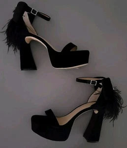 Platform Black Velvet Sandals By Antonio Melani Size 7.5 M - Picture 1 of 11