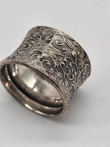 Sterling Silber 925 Roll Floral breiter Bandring - Bild 1 von 9