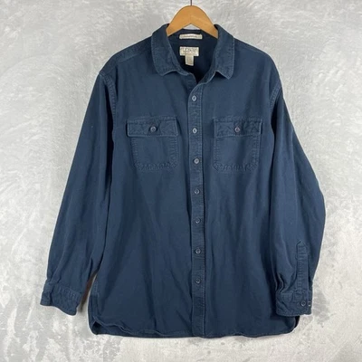 Camisa LL Bean Para Hombres XLT Alta Azul Gamuza Relajada Manga Larga Bolsillos Pesados Foto 1 de 4