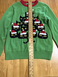 Black Cat Ugly Christmas Sweater Medium - Picture 1 of 6