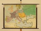 Europa um 1812 Napoleon Russland-Feldzug Beresina ~1961 Schul-Wandkarte 195x131c