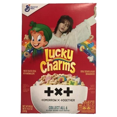 NOVO AMULETOS DA SORTE CEREAL K-POP TXT AMANHÃ X TOGETHER BANDA RECORTADA CAIXA DE 10,5 OZ - Imagem 1 de 4