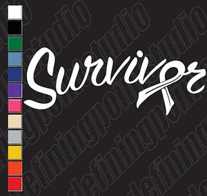 SURVIVOR CANCER RIBBON car/window/laptop etc vinyl decal stickers - Picture 1 of 1