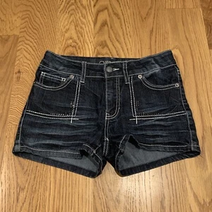 CHEROKEE Girls Denim Jean Shorts Rhinestones Sparkles Size L Large 10/12 Stitch - Picture 1 of 7