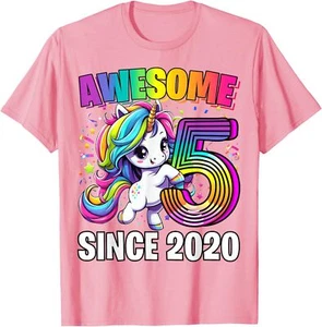 Unicorn 5th Birthday 5 Year Old Unicorn Party Girls Outfit T-Shirt Hoodie - Picture 1 of 5