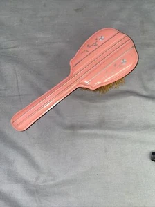Vintage Art Deco Hand Held Plastic Vanity Brush Pink - Picture 1 of 6