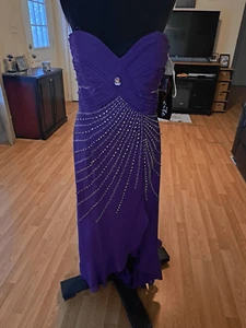 New Sz 12 Xcite Passion Purple Rhinestone Evening Formal Gown Dress Prom Wedding - Picture 1 of 9