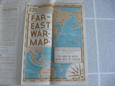 Vintage 1940's World War 2 FAR-EAST WAR Map Alexander Gross JAPAN GETS CRUSHED - Image 1 of 4
