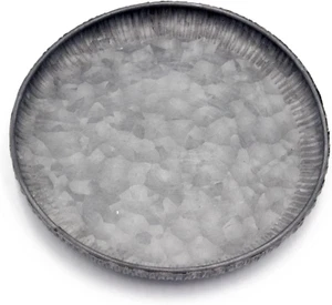 7.8 Inch round Galvanized Metal Tray Decorative Tray Corrugated Edges - Picture 1 of 12