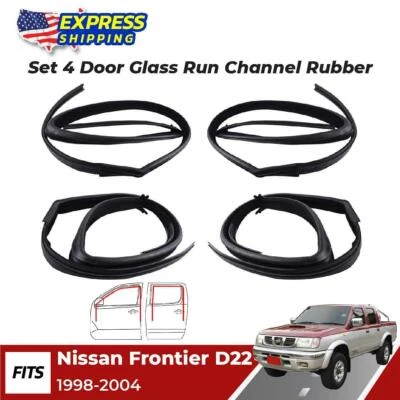 Set Glass Run Channel Window Seal Fits Nissan Frontier Navara D22 4 Door 1998-04 Foto 1 de 3
