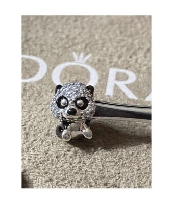 Genuine Pandora Silver Sparkling Cute Panda Charm 790771C01 - Image 1 of 4