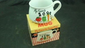 "My Favorite Soup" Anthropomorphic Vegetables ๐ฅ Ceramic Vintage Mug Cup In Box - Picture 1 of 5
