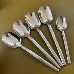 4 Soup Spoons 1 Teaspoon ZENA SATIN by Mikasa stainless Steel flatware Korea - Picture 1 of 4