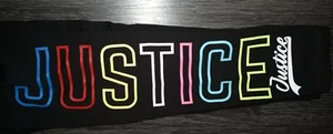 Girls justice full length fleece lined legging 8 new black rainbow logo - Picture 1 of 3