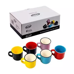Mini tazas Bacimi Ceramic Espresso Demitasse con asas 3,04 oz paquete de 6 multicolor - Imagen 1 de 7