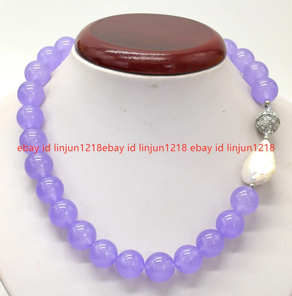 Raro Enorme Collar de Perlas Barrocas Blancas Piedras Preciosas Alejandrita Púrpura 14mm 18" Foto 1 de 4