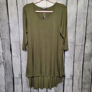 Urban CoCo NWT Tunic Top Womens Medium Dark Olive 3/4 Sleeve Top Shirt Dress - Picture 1 of 9