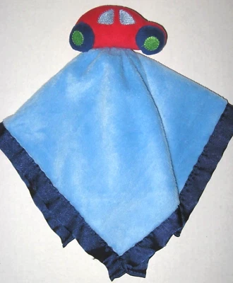 Rima infantil roja coche azul manta de seguridad sonajero bebé adorador peluche juguete satinado Foto 1 de 3