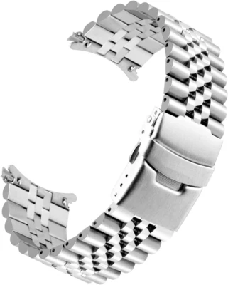 Bracciale in Acciaio Inossidabile Con Estremità Curva per Uomo Donna 20Mm 22Mm C - Immagine 1 di 4