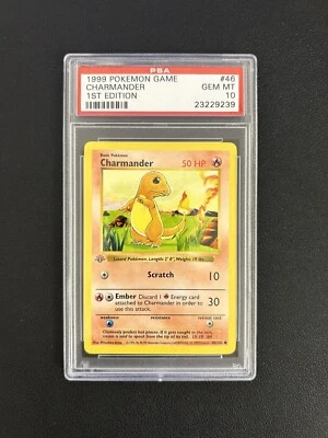 1999 Pokemon Charmander Base Set Shadowless 1st Edition #46 PSA 10 Gem Mint - Image 1 of 2