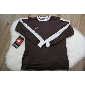 NUEVO CON ETIQUETAS Raro Vintage Y2K Años 90 NIKE Hombres Pequeña Poliéster Marrón Camisa Manga Larga - Imagen 1 de 13