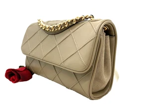 AUTH NWT $598 Tory Burch Small Fleming Pin Tuck Leather Convertible Shoulder Bag - Picture 1 of 14