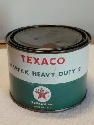 Vintage 1959 Texaco Marfak Heavy Duty 2 latas de grasa hechas en EE. UU. para garaje Mancave Foto 1 de 4