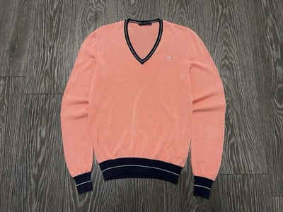 Mens Dsquared2 V Neck Jumper Pullover Classic Metal Logo Light Sweater Size M - Image 1 of 4