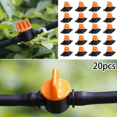 20Pcs  Barbed Inline Shut Off Tap Mini Valve Hose Flow Control Irrigation Barbed - Image 1 of 4