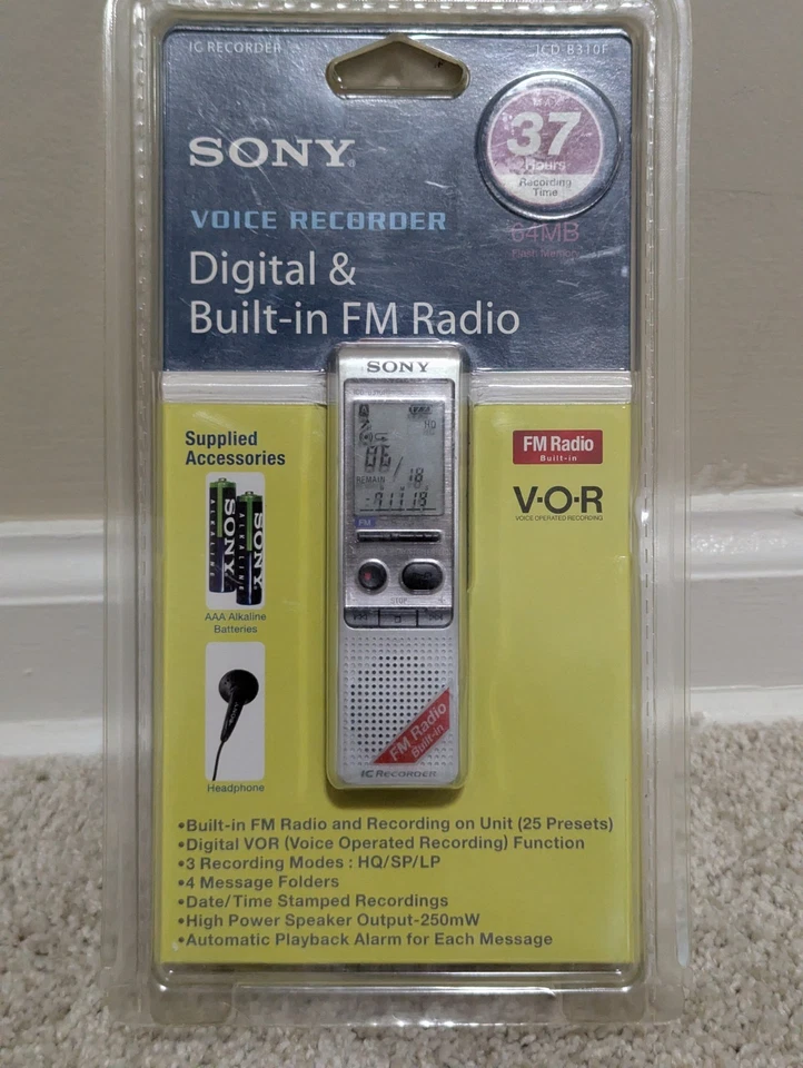 Sony IC Recorder ICD-B310F With Built In FM RADIO. NEW Sealed. Free Shipping. - Image 1 of 4