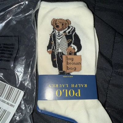 Polo Ralph Lauren Women's Polo Bear Trouser Socks Ivory BLOOMINGDALES BEAR - Image 1 of 3