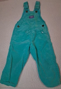 Salopette vintage OshKosh B'Gosh Vestbak taglia 2T blu acqua/verde made in USA - Foto 1 di 5