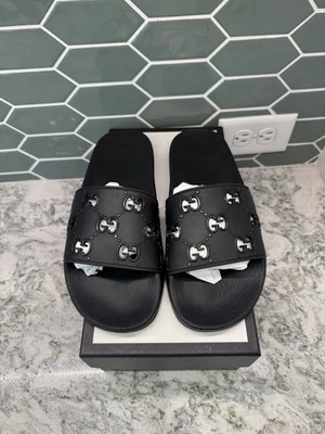 Talla 37EU (7 Mujer EE. UU.) - Sandalia Gucci Pursuit Negra Goma GG Recorte Foto 1 de 4