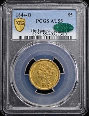1844-O $5 Liberty Head Half Eagle PCGS AU55 (CAC) - Image 1 of 4