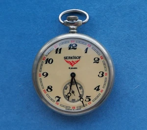 Pocket Watch MOLNIJA SERKISOF DEMIRYOLU Railway mov. 3602 SERVICED USSR 1970"s - Picture 1 of 18