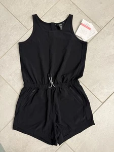 Athleta Girl On The Go Romper Girls Large/12 Black Sleeveless Drawstring NWT - Picture 1 of 4