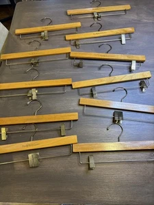 Polo Ralph Lauren Wood Bottom Hanger Lot of 11 Clips Pants Skirts 16”-------- - Picture 1 of 10
