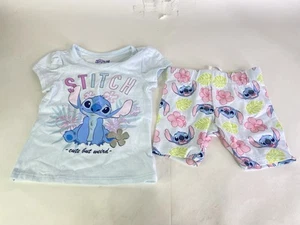 Disney Lilo and Stitch Floral T-Shirt Top and Shorts Outfit Set Toddler Girls 2T - Picture 1 of 9