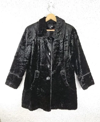 Chaqueta Abrigo East 5th Piel Sintética Para Mujer Grande Negro Botón Largo Dinero Antiguo Foto 1 de 4