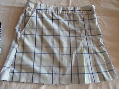Saia de Tênis Izod Golf 2 Skorts Azul Branco Verde Pequeno Zíper Lateral Saia Reta - Imagem 1 de 4