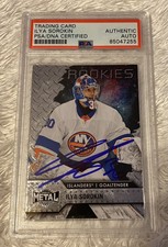 ILYA SOROKIN SIGNED 2020-21 METAL ROOKIE CARD PSA AUTO NEW YORK ISLANDERS