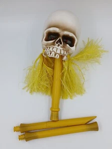 Gemmy Animated Shaking Tribal Shrunken Head Jungle Skull on Bamboo Pole READ - Picture 1 of 6