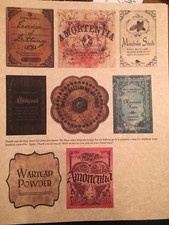 Labels Only Apothecary Potion Bottles Harry Potter Halloween Prop 3” Tall Diy