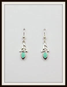 DECEMBER ~ TURQUOISE CELTIC STERLING SILVER BIRTHSTONE EARRINGS ~ BIRTHDAY GIFT - Picture 1 of 1