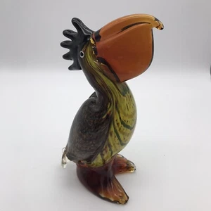 Vidrio Artístico Pelícano Pájaro Animal Manchas de Color Verde Amarillo Ámbar Color Pesado LEER - Imagen 1 de 14