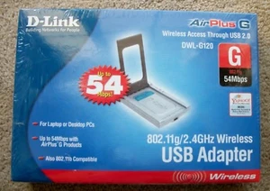 D-LINK DWL-G120 AIRPLUS G 802.11G/2.4GHZ WIRELESS USB ADAPTER 54MBPS computer pc - Picture 1 of 2