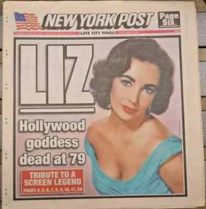 Elizabeth Taylor Dead Tribute New York Post 24.03.2011 - Bild 1 von 3