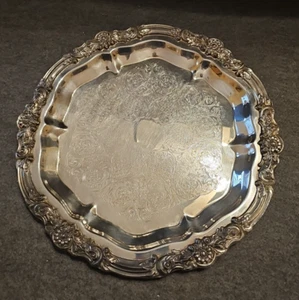 Vintage F.B. Rogers Silver Co. Silver Plated Floral Serving Display Tray, 14.25" - Picture 1 of 4