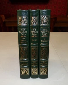 EASTON PRESS 2003 FORSYTE SAGA THREE VOLUME LEATHER SET BOOKS - JOHN GALSWORTHY  - Picture 1 of 10